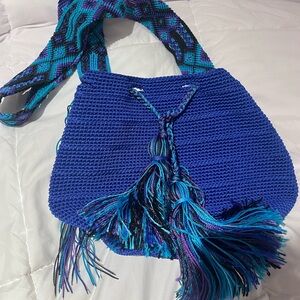 Handcrafted Blue and Teal Woven Bag